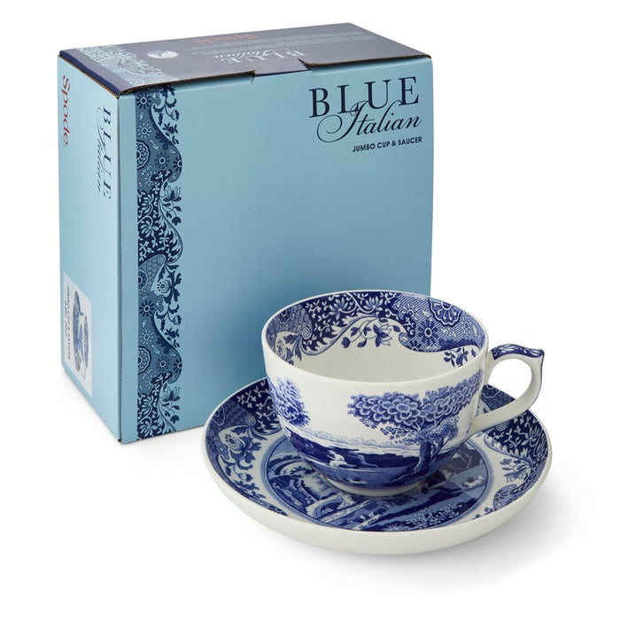 Spode Blue Italian Jumbo Cup &amp; Saucer Boxed Set