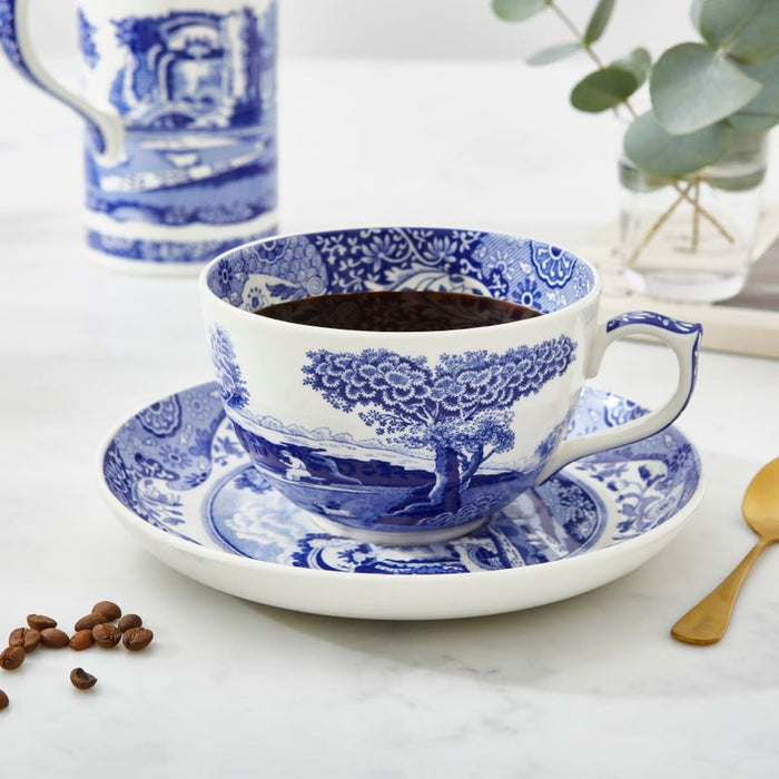 Spode Blue Italian Jumbo Cup &amp; Saucer Boxed Set