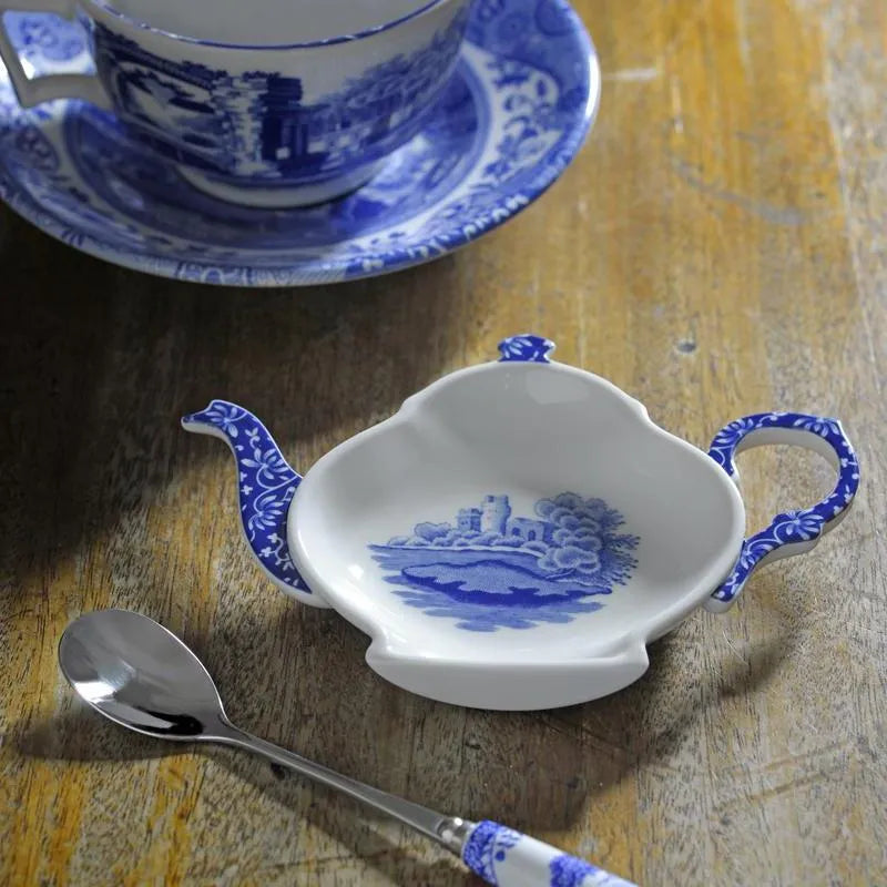 Spode Blue Italian Teabag Tidy/Spoon rest / Set 4