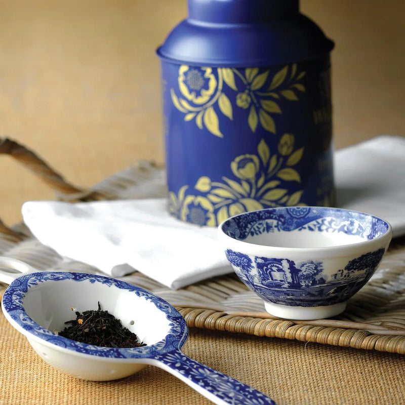 Spode Blue Italian Tea Strainer and Rest
