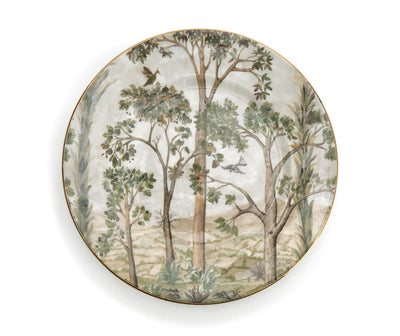Kit kemp Gold 8" Rim Rnd Plate Tall Trees