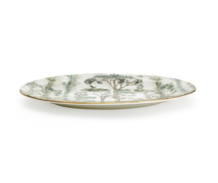Kit kemp Gold 12" Oval RimPlatter Tall Trees