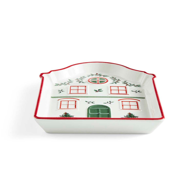 Spode Christmas Village Tidbit Tray - Red