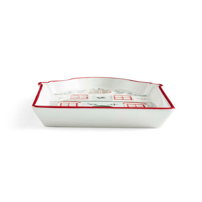 Spode Christmas Village Tidbit Tray - Red