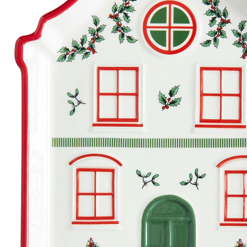 Spode Christmas Village Tidbit Tray - Red