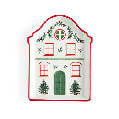 Spode Christmas Village Tidbit Tray - Red