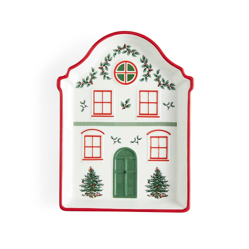 Spode Christmas Village Tidbit Tray - Red