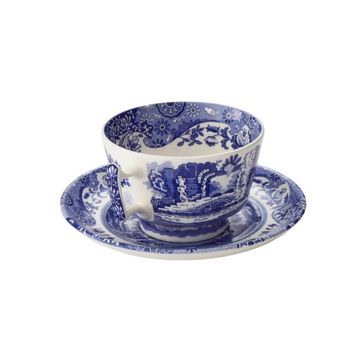 Blue Italian Set of 4 Teacups & Saucers 200ml