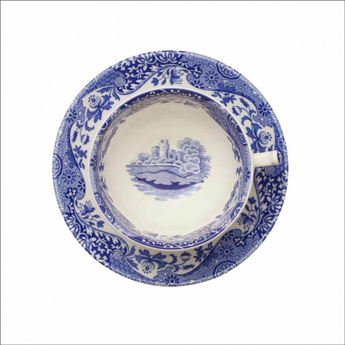 Spode Blue Italian Teacup &amp; Saucer