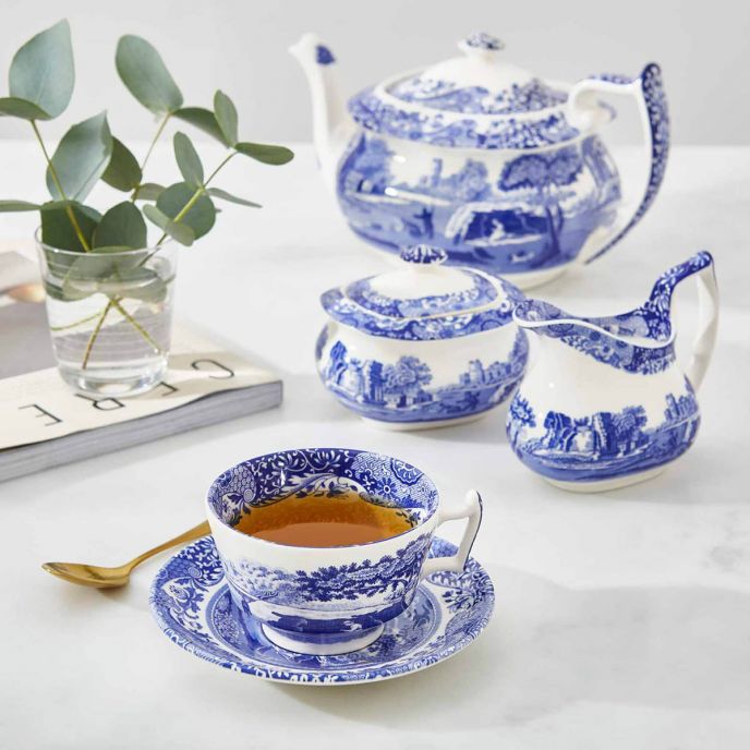 Spode Blue Italian Teacup &amp; Saucer