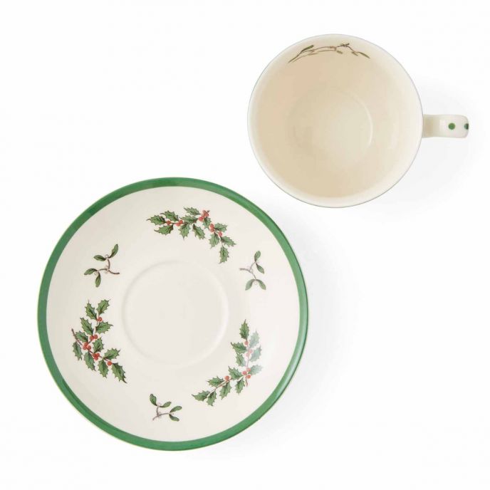 Christmas Tree Set of 4 Teacups &amp; Saucers