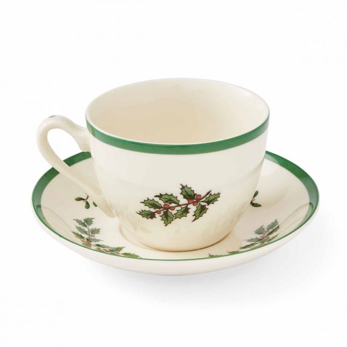Christmas Tree Set of 4 Teacups & Saucers