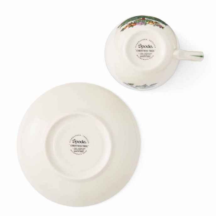 Christmas Tree Set of 4 Teacups &amp; Saucers