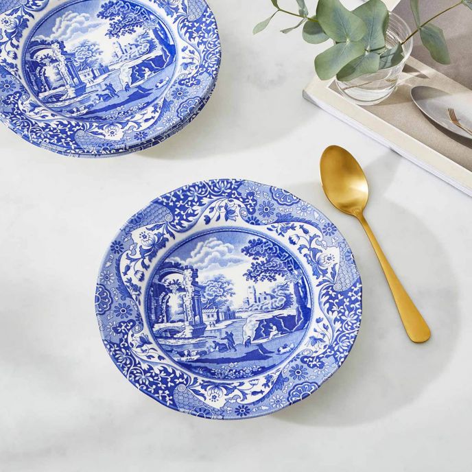 Blue Italian Soup Plates 23cm Set Of 4