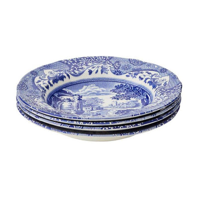 Blue Italian  Soup Plates 23cm Set Of 4