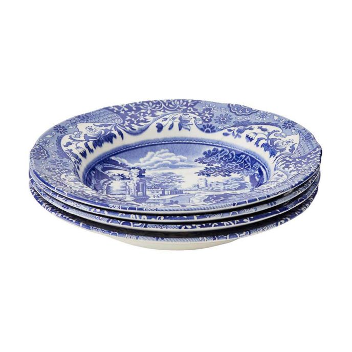 Blue Italian Soup Plates 23cm Set Of 4