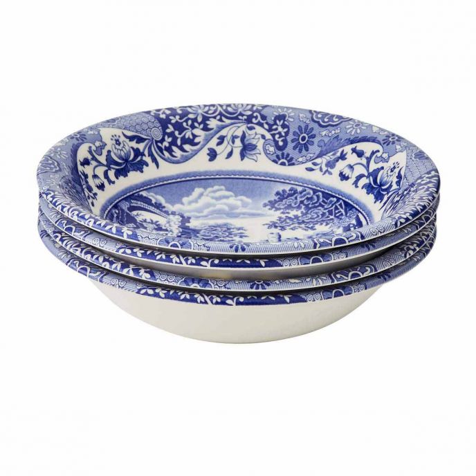 Blue Italian Set of 4 Cereal Bowls 20cm/8.5"