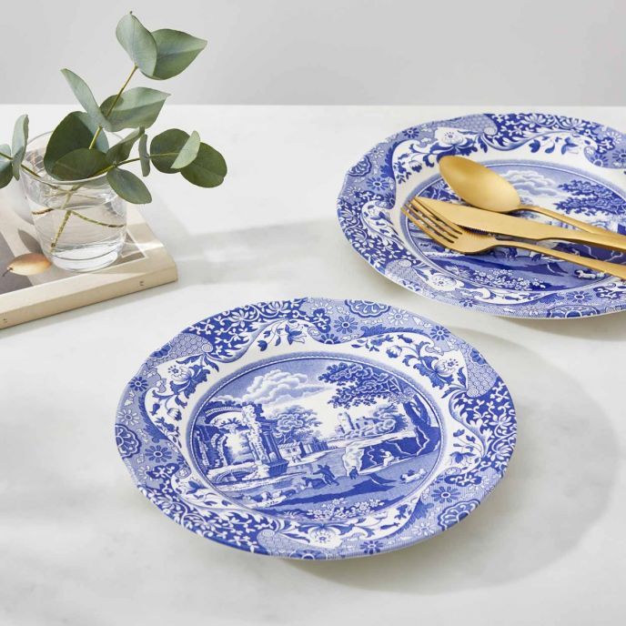 Blue Italian Set of 4 Small Dinner Plates 23cm