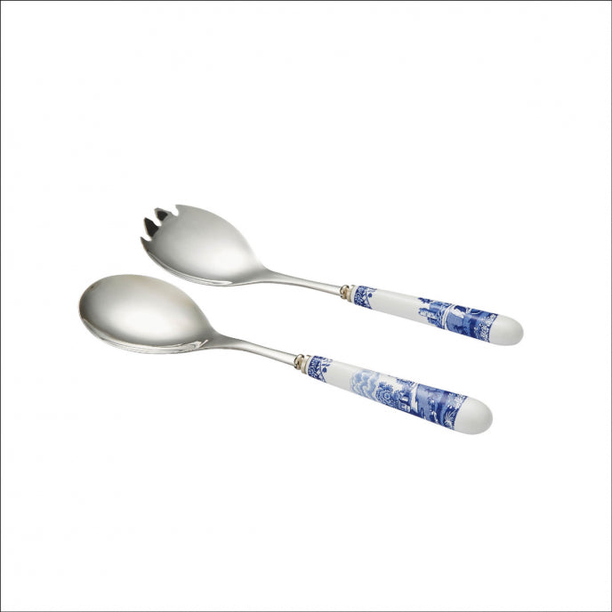 Spode Blue Italian Pair of Salad Servers