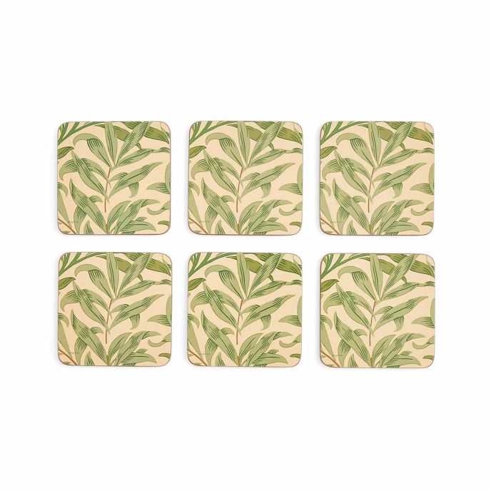 Morris &amp; Co. Willow Bough 6 Coasters, Green