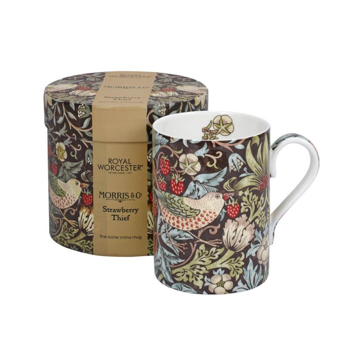 Morris &amp; Co. Strawberry Thief Mug, Chocolate