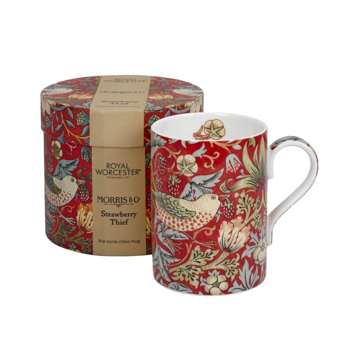 Morris &amp; Co Strawberry Thief Mug, Red