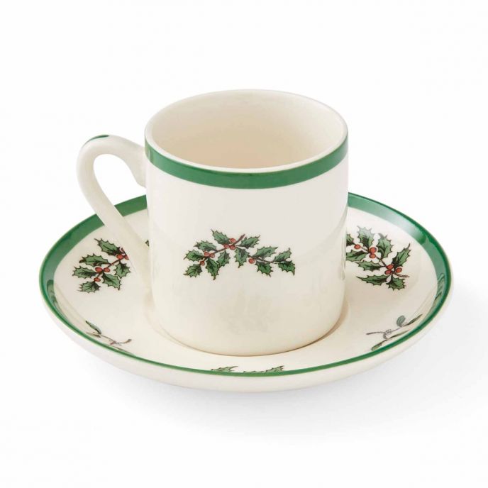 Christmas Tree Set of 4 Espresso Cups &amp; Saucer