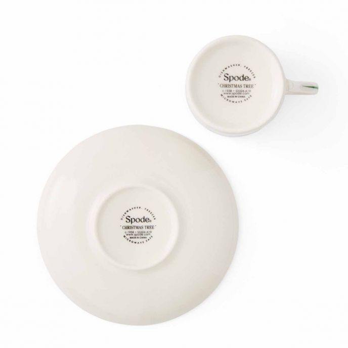 Christmas Tree Set of 4 Espresso Cups &amp; Saucer