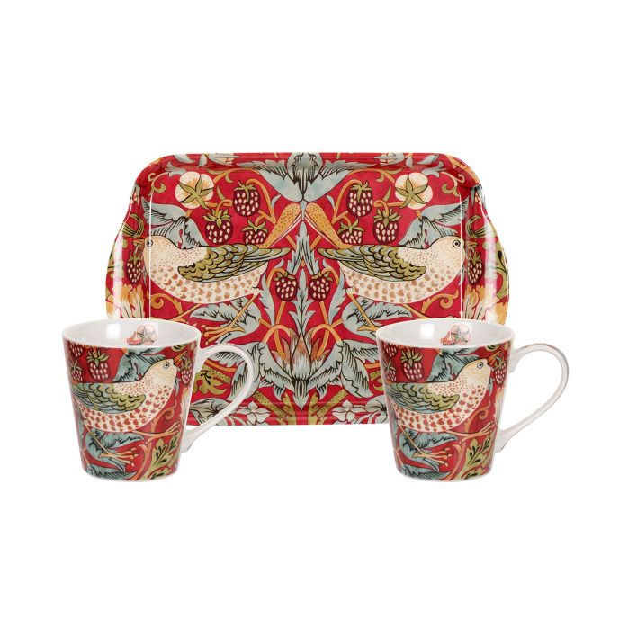 Morris &amp; Co. Strawberry Thief Mug &amp; Tray, Red