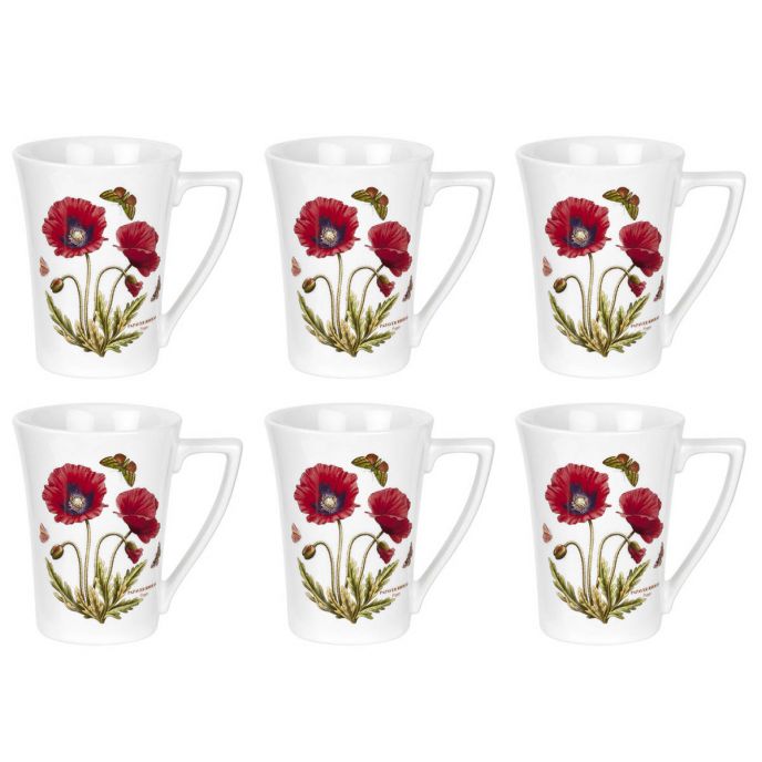 Botanic Garden Poppy Set of 6 Mugs