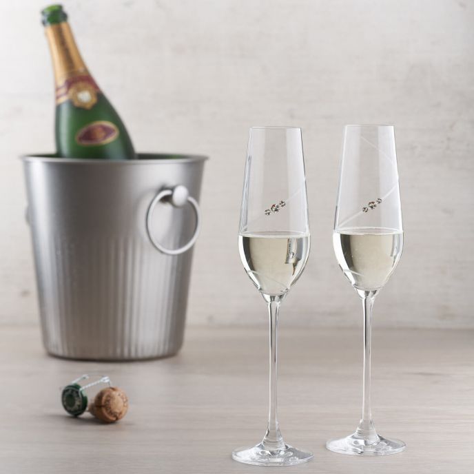 Auris Set of 2 Crystal Champagne Flutes