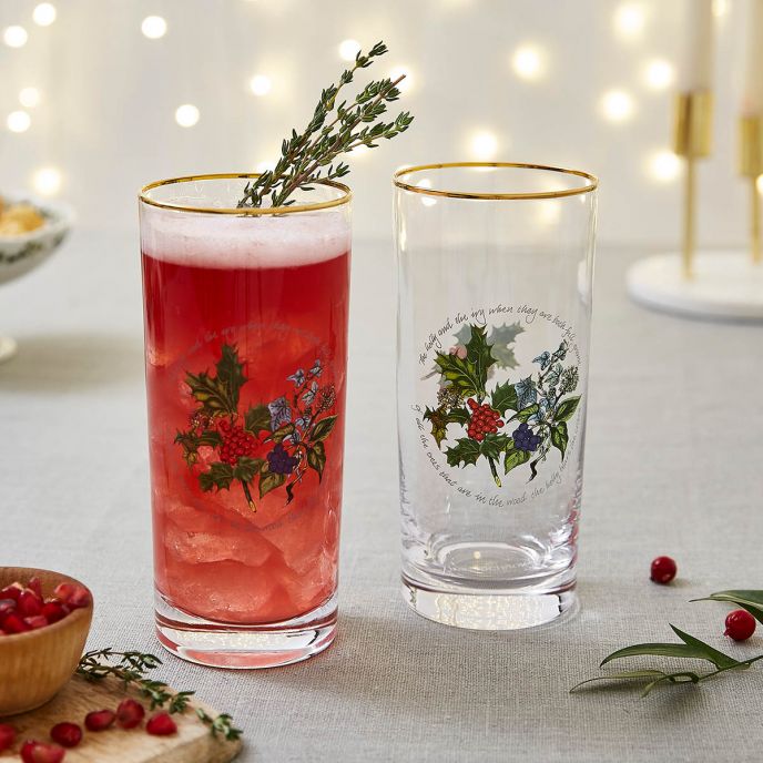 The Holly and the Ivy Set of 4 Hiball Glasses