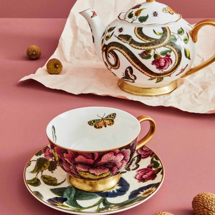 Creatures of Curiosity Dark Teacup &amp; Saucer