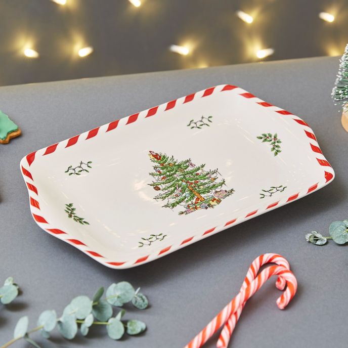 Spode Christmas Tree Peppermint Dessert Tray