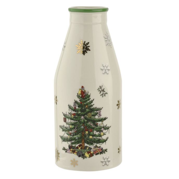 Christmas Tree Santa Plate &amp; Milk Bottle Set
